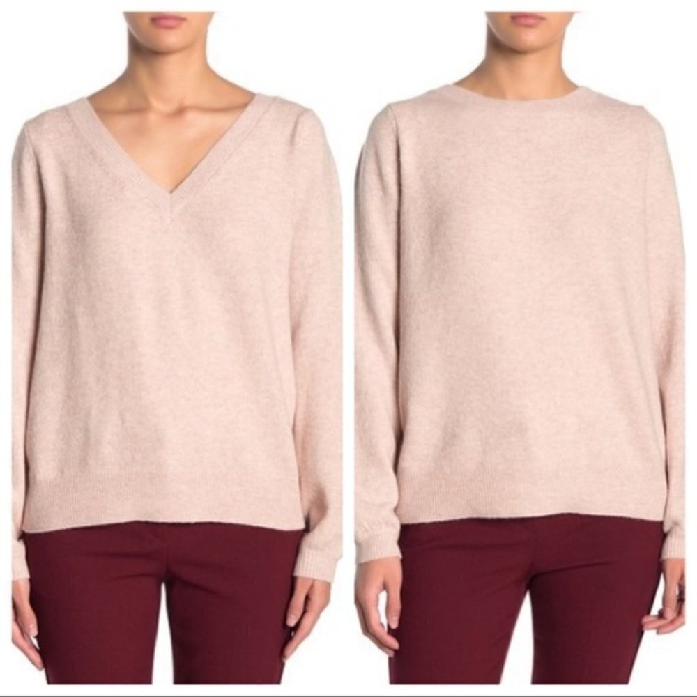 NWT 14th & Union Pullover Sweater Reversible Crew neck & V-neck Petite LP Knit
